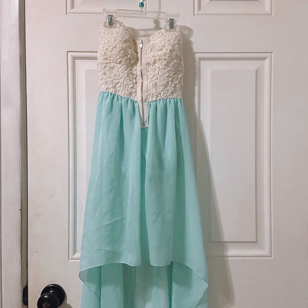 Turquoise low high dress